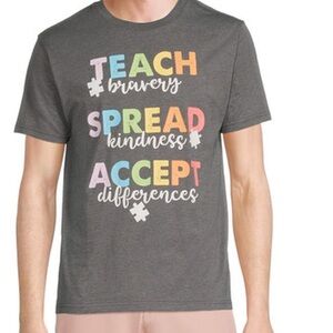 Graphic T-Shirt - Teach, Spread, Accept - Gray Autism